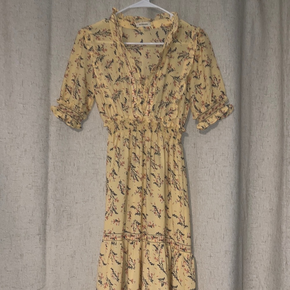 MAX STUDIO FLORAL YELLOW MAXI DRESS